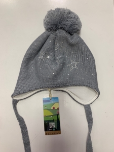 Barbaras Czapka Wiązana wz38 Pompon Szara 50-52