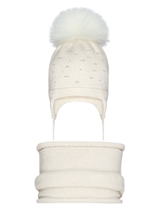 Barbaras Komplet Ecru Czapka Komin wx01 40/42