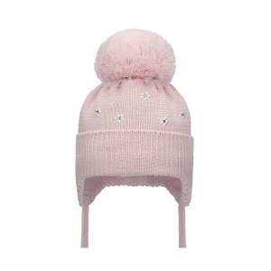 Barbaras Czapka Wiązana wz04 Kwiatuszki Różówa 40-42