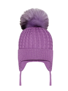 Czapka Fioletowa Barbaras WŁOCHATY Pompon WX30 40/42