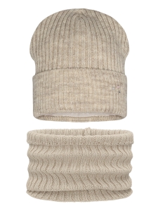 Barbaras Komplet Beżowy Czapka Komin HX72 48/50