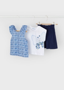 Mayoral Komplet 3cz ze Spódnicą Wzorki 3954 Granatowy -rozm 104,116