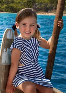 Mayoral Sukienka Paski z Wycięciami 3946 Granatowa -rozm 116