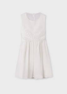 Mayoral Sukienka Wizytowa z Haftem 6944 Kremowa -rozm 128/134,140/146,152