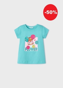 Mayoral Koszulka k/r Flower 3090 Nefryt -rozm 104