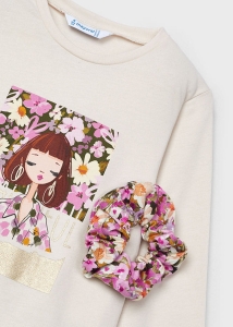 Mayoral Bluzka d/r Dziewczynki z Gumką 4069 Kremowa - rozm 104