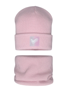 Barbaras Set Czapka Komin 50-52 Zimowa Pudrowy Róż AB66