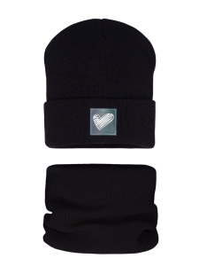 Barbaras Set Czapka Komin 50-52 Zimowa Czarny AB66