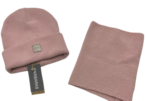 Barbaras Komplet Różowy Czapka Komin AX366 50/52