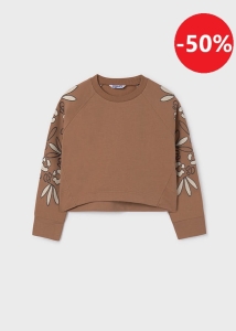 Mayoral Bluza Haft Kwiaty 7471 Cynamon Brązowa -rozm 140,152