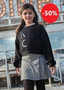 Mayoral Spódnico-Spodenki Krata Pepitka 7976 Granatowo-Białe -rozm 152