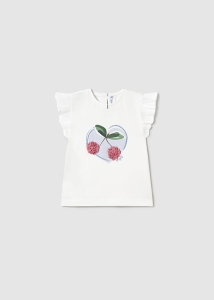 Mayoral Koszulka k/r Wisienki 1042 Biała - rozm 86-98