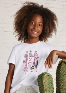 Mayoral Koszulka k/r Modelki 6030 Biała Hibiskus -rozm 140