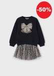 Mayoral Komplet Spódnica Bluza Kokarda Cętki 4936 Czarny - rozm 110