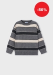 Mayoral Sweter Trykot  Pasy 4374 Szary -rozm 104