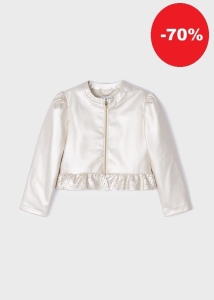 Mayoral Kurtka eko skóra 3437 Perła - rozm 104,110