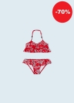 Mayoral Strój Kąpielowy Bikini z Falbanką Kwiatuszki 3789 Czerwony - rozm 104