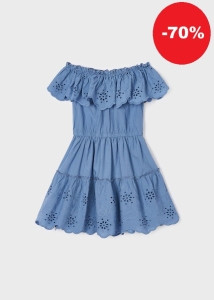 Mayoral Sukienka Hiszpanka a'la jeans Ażur 3929 Porcelana - rozm 110