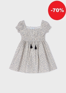 Mayoral Sukienka Kwiatuszki Frędzle 3924 Migdał - rozm 110,116