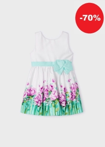 Mayoral Sukienka z Lamówką Kwiaty 3915 Woda - rozm 104