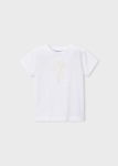 Mayoral Koszulka k/r Kwiat Basic 0174 Biały - rozm 104-128,140