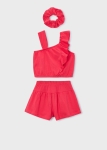 Mayoral Komplet Top Falbana Szorty 3233 Mak Czerwony - rozm 110-140