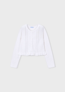 Mayoral Sweterek z Falbanką i Ażurem 3383 Biały - rozm. 104-122,134,140