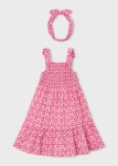 Mayoral Sukienka Kwiaty z Opaską 3942 Pelargonia - rozm 104-140