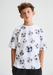 Mayoral Koszulka k/r Piłka 6038 Biały -rozm 140-166