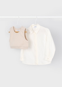 Mayoral Komplet Koszula i Top 4317 Kremowy Beżowy 116-140