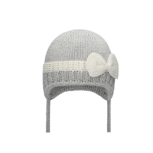 Barbaras Czapka Wiązana wz01 Kokarda Szara 36-38