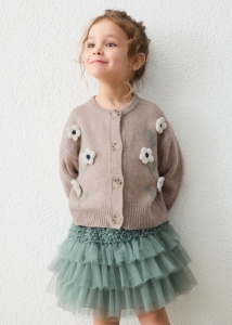 Mayoral Sweter rozpinany Kwiaty 4323 Beżowy -rozm 110-128,140