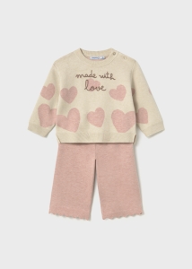 Mayoral Komplet Trykot Love Serca 2556 Pastelowy Róż -rozm 86-104