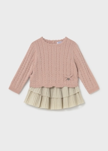 Mayoral Komplet Sweter Spódnica Połysk 2955 Pastelowy Róż -rozm 86-104