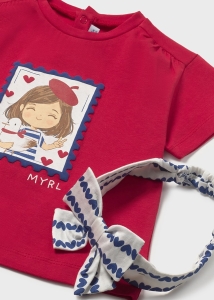 Mayoral Koszulka z Opaską Dziewczynka 1081 Czerwona - rozm 68,74,86