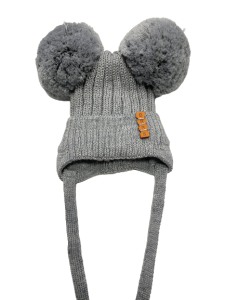 Czapka Szara Barbaras WX19 2 Pompony 40/42