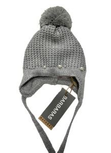 Czapka Szara Barbaras Pompon Perełki WX44 40/42
