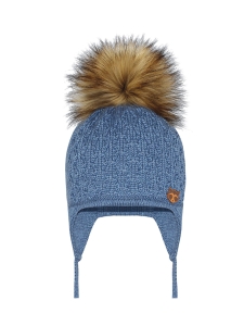 Czapka Niebieska Barbaras WŁOCHATY Pompon WX23 40/42