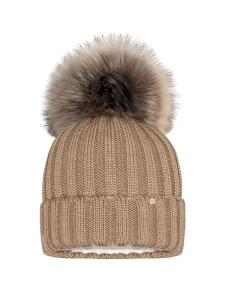 Czapka Brązowa WŁOCHATY POMPON Barbaras wx73 48/50