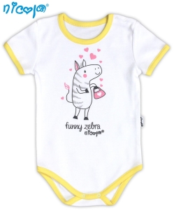 NICOL Body Krótki Rękaw Białe STOKROTKA - WYPRZEDAŻ rozm 98