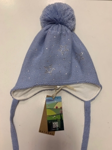 Barbaras Czapka Wiązana wz38 Pompon Niebieska 44-46