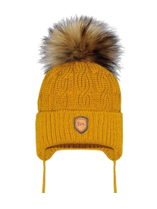 Czapka Musztarda Barbaras WX57 WŁOCHATY POMPON 50/52