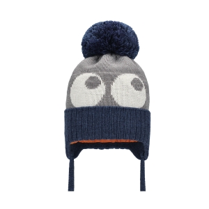 Barbaras Czapka Wiązana wz57 Oczy Niebieska/Szara 44-46