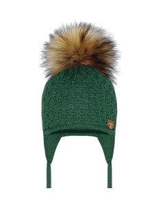 Czapka Zielona Barbaras WŁOCHATY Pompon WX23 44/46