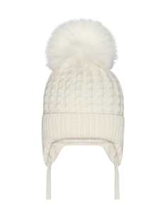Czapka Kremowa Barbaras WŁOCHATY Pompon WX30 40/42 