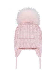 Czapka Różowa Barbaras WŁOCHATY Pompon WX30 40/42