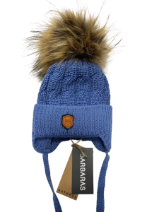 Czapka Niebieska Barbaras WX57 WŁOCHATY POMPON 44/46
