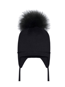 Czapka Czarna Barbaras WŁOCHATY Pompon WX29 36/38