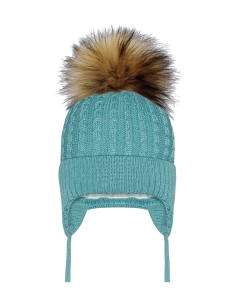 Czapka Miętowa Barbaras WŁOCHATY Pompon WX30 40/42