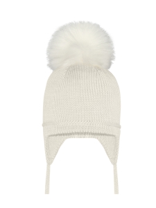 Czapka Ecru Barbaras WŁOCHATY Pompon WX29 36/38